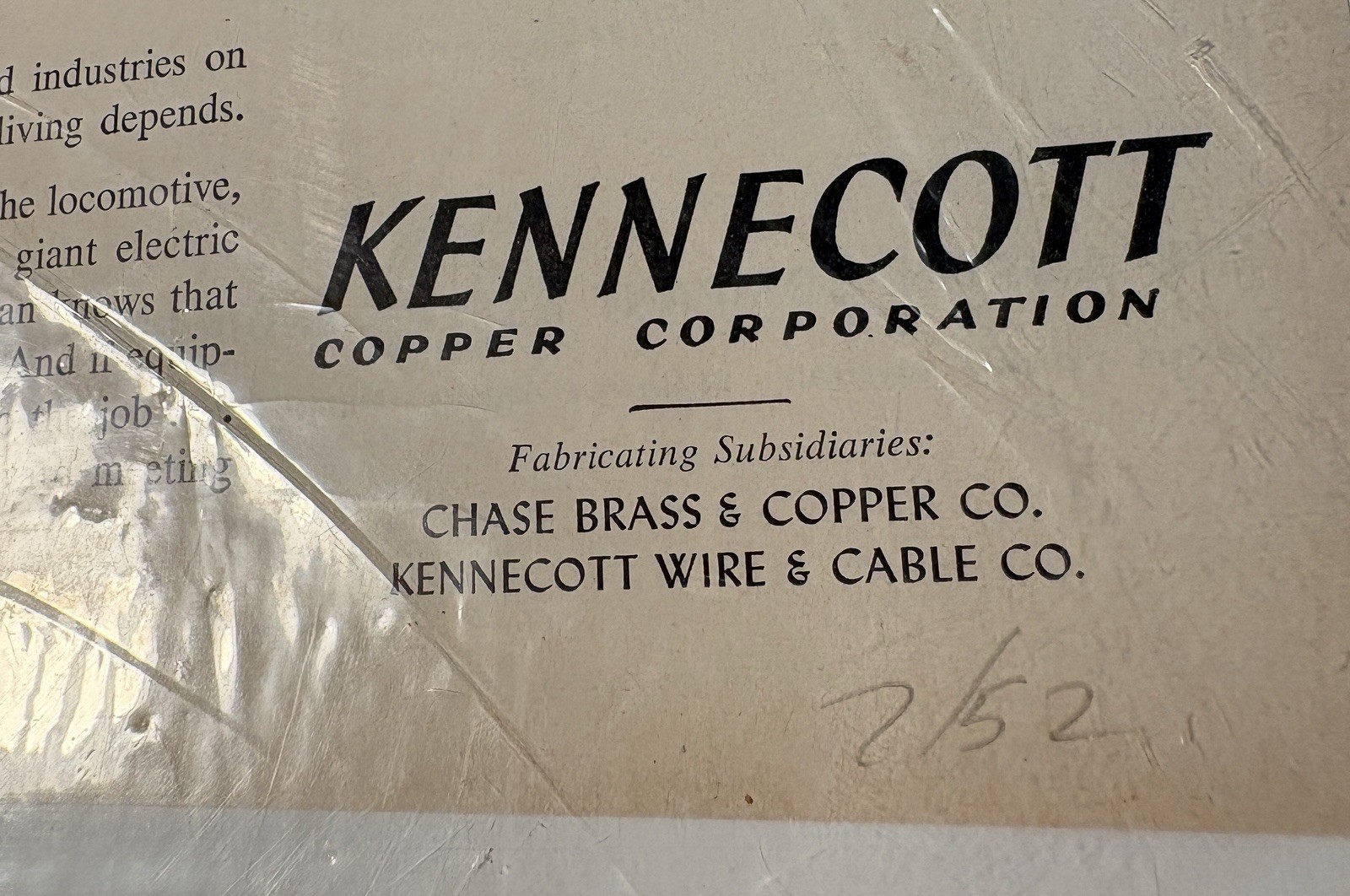 VTG 1952 Kennecott Copper Co Bingham Canyon Mine Color Print Advertisement