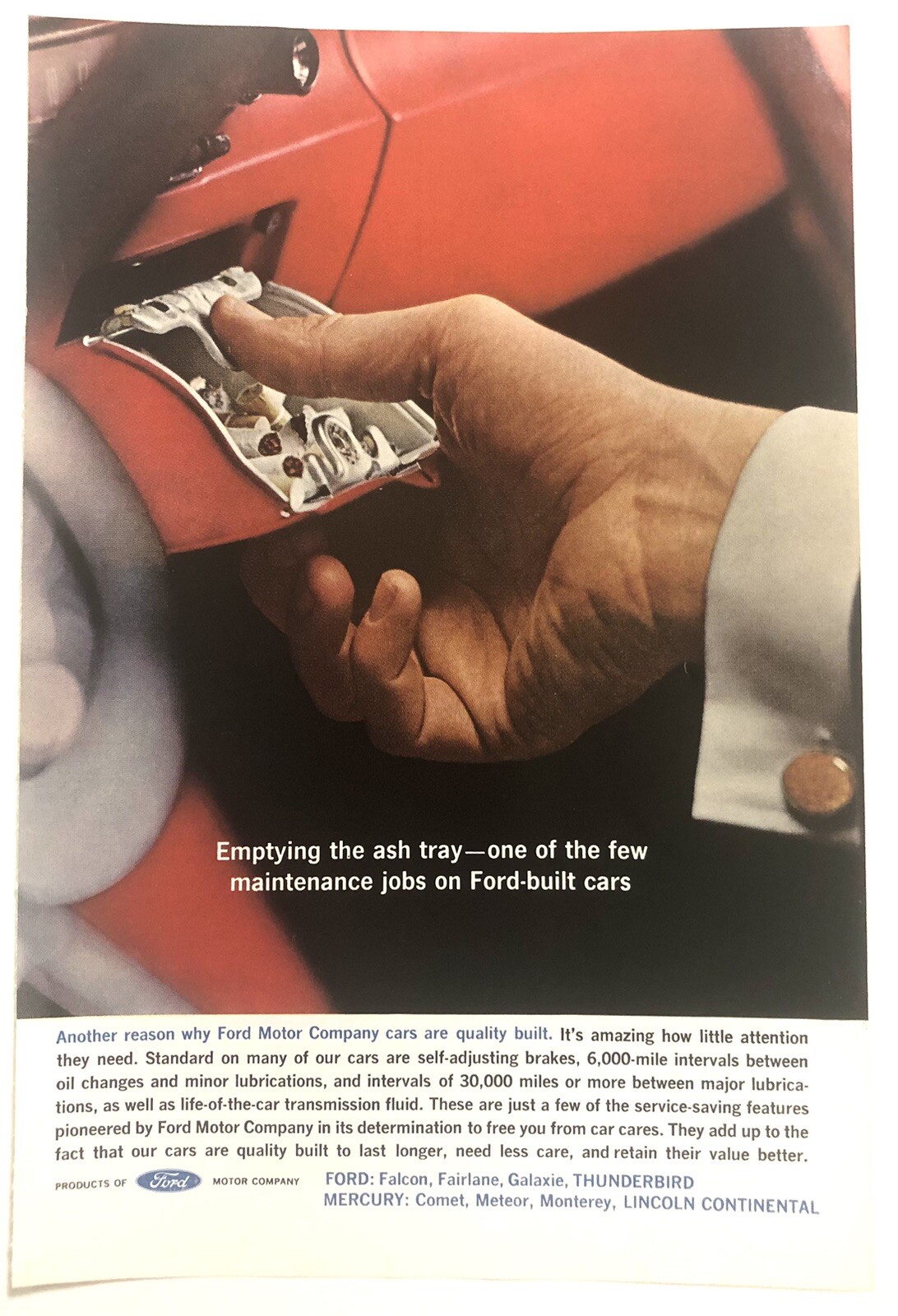 1962 Original Print Advertisement Full Page – Ford The Ash Tray Vintage