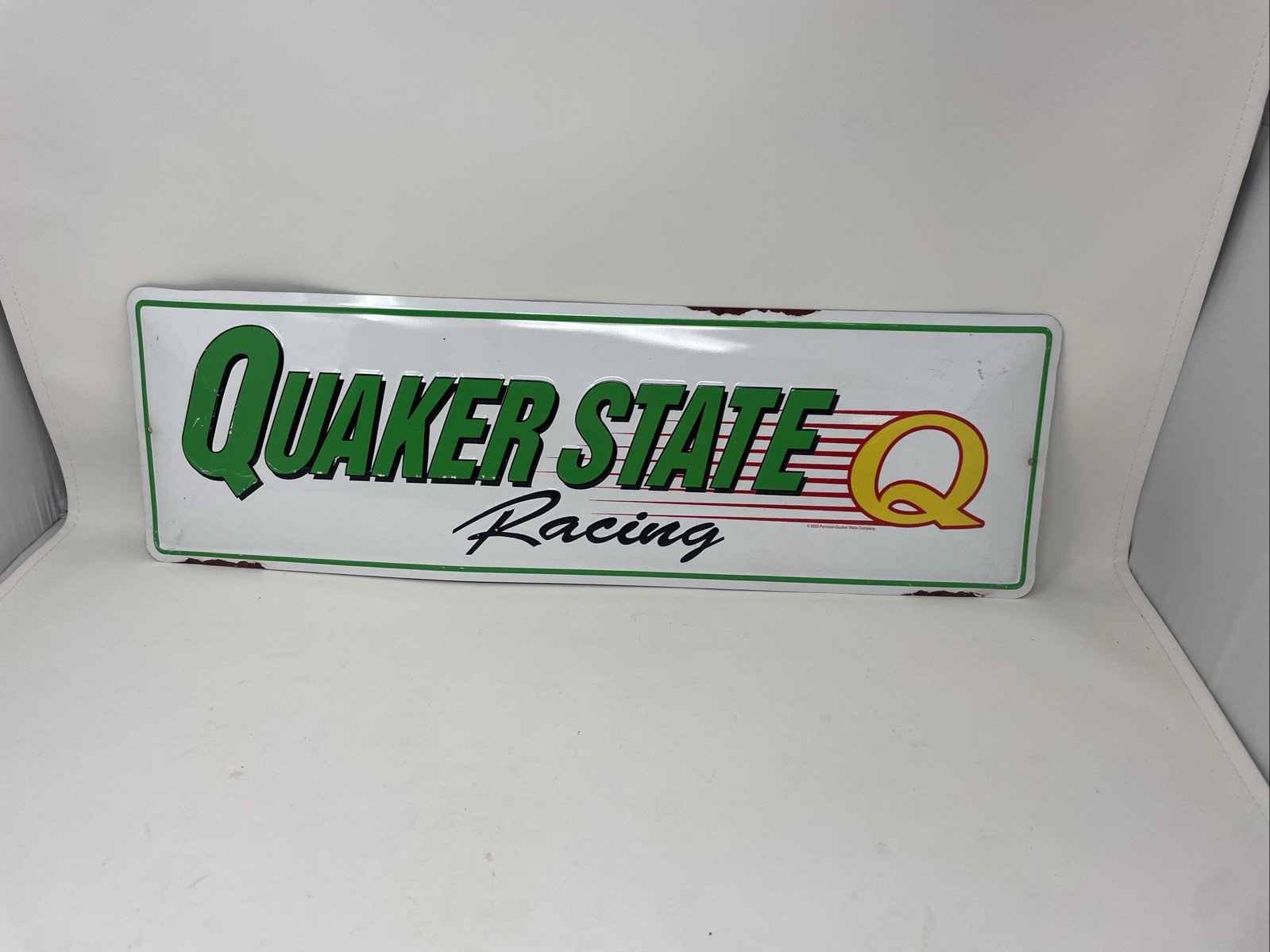 23” Metal Sign Quaker State Racing Made In USA Vintage Worn look Open Road