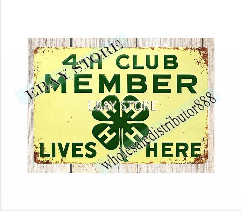 4-h club member lives here farm house decor metal tin sign accent wall ideas