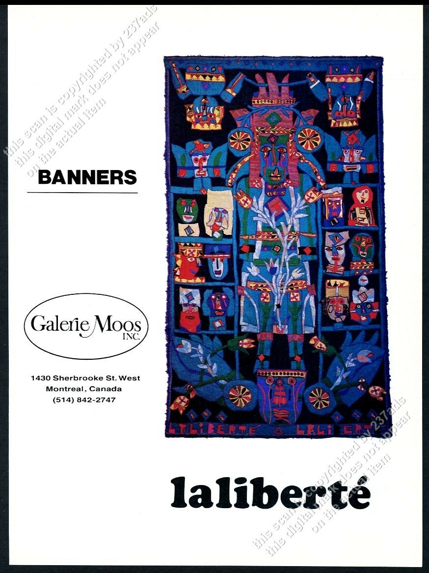1974 Norman Laliberte banner art Galerie Moos Montreal vintage print ad