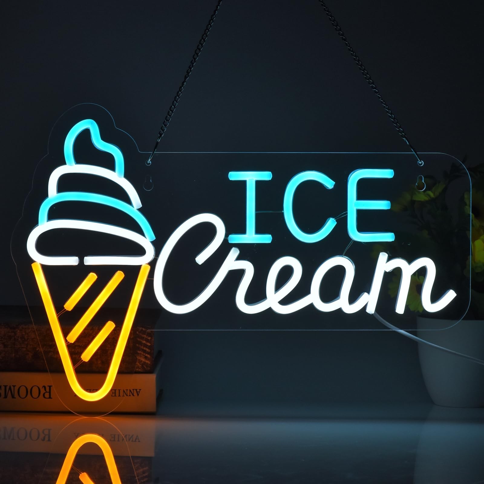 Ice Cream Neon Sign LED Light up Sign with Dimmable Switch Ice Cream Shop Wal…
