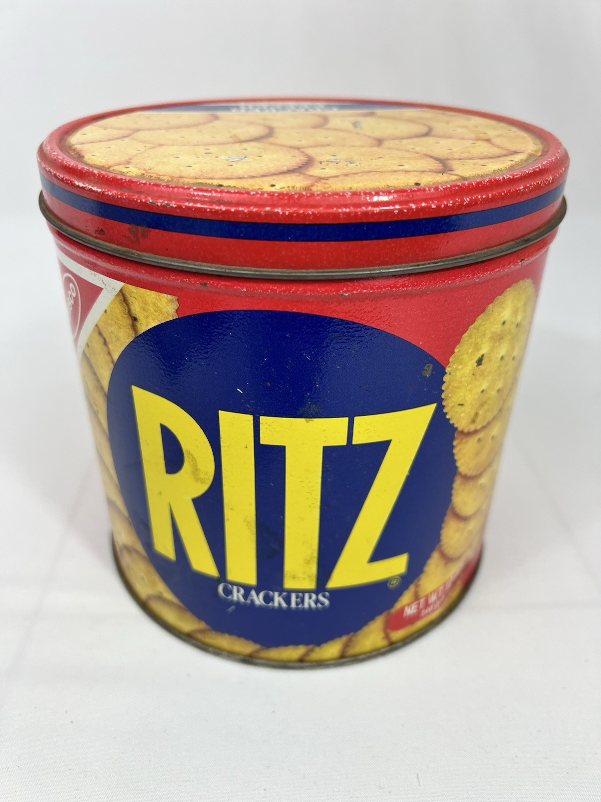 Vintage Nabisco 1977 Ritz Crackers Round Tin Container & Lid