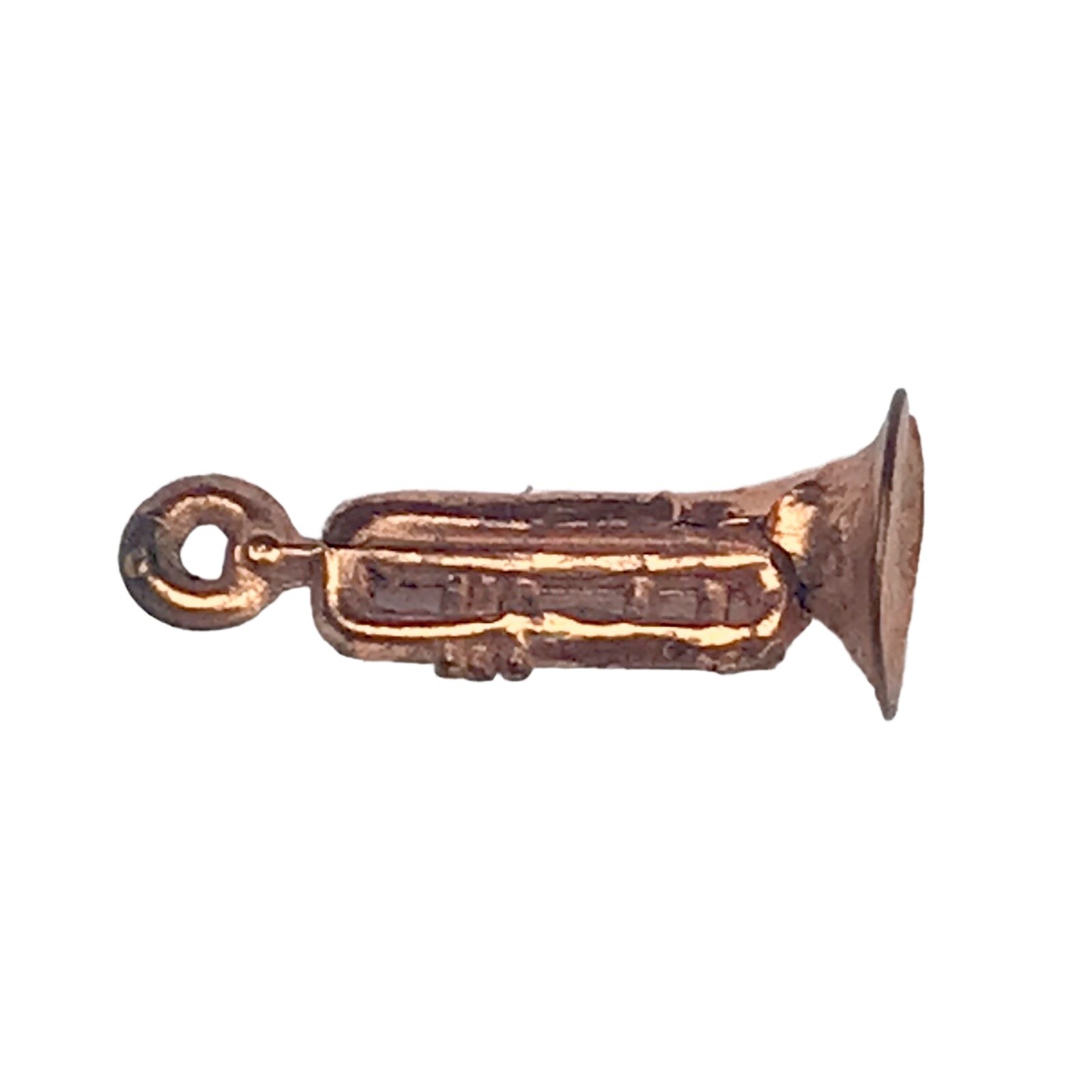 Saxophone Charm Cracker Jack Prize Vintage Gum ball Machine Toy Copper Tone Horn