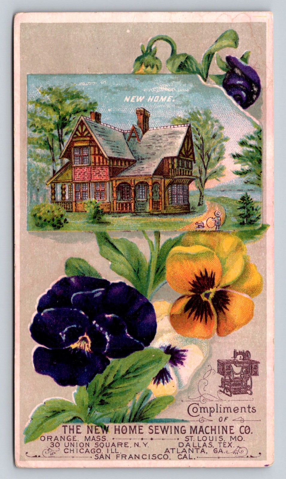 New Home Sewing Machine E H Brown Providence Rhode Island Trade Card P918