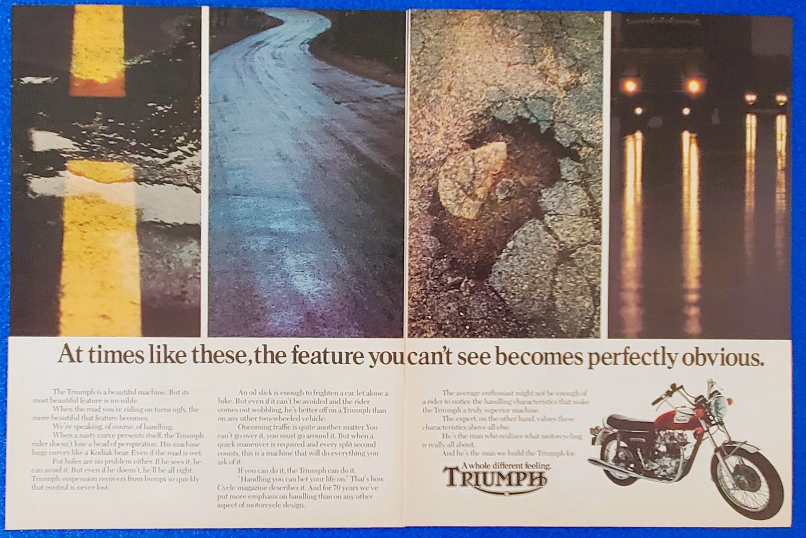 1973 Triumph Bonneville T140V Ad 2 Page Ace Cafe Rocker 750cc Wall Art Gift UK