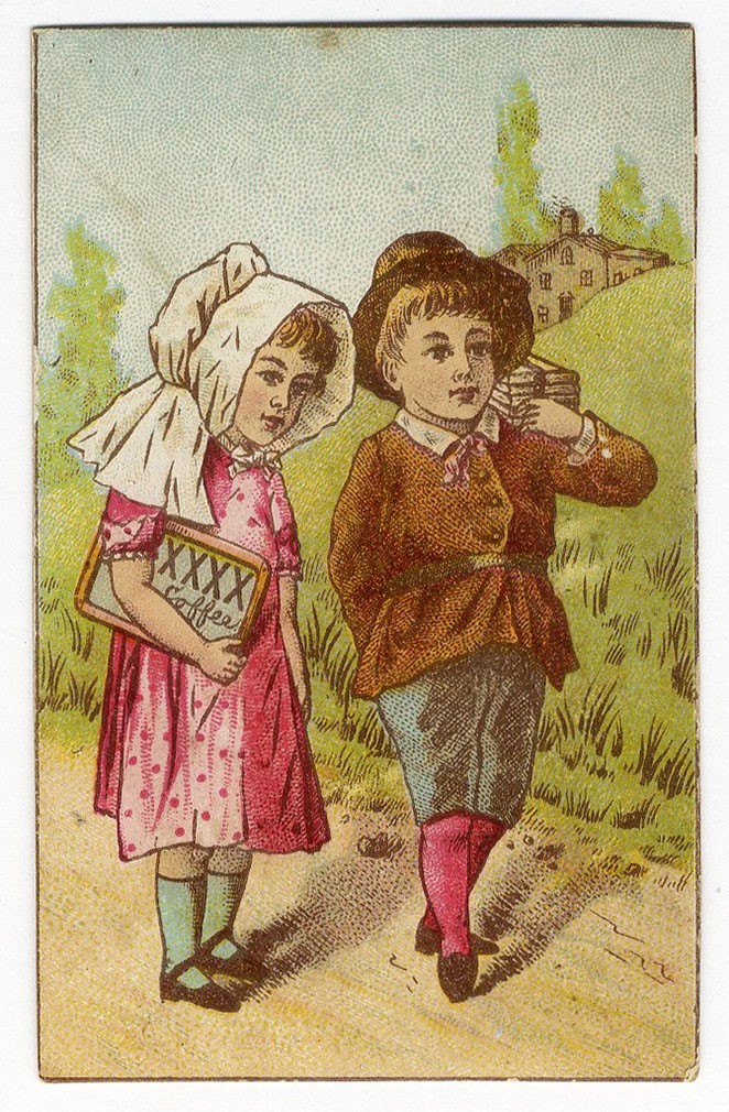 Chicago McLAUGHLIN’S COFFEE Small Victorian Trade Card CHILDREN School 1880’s