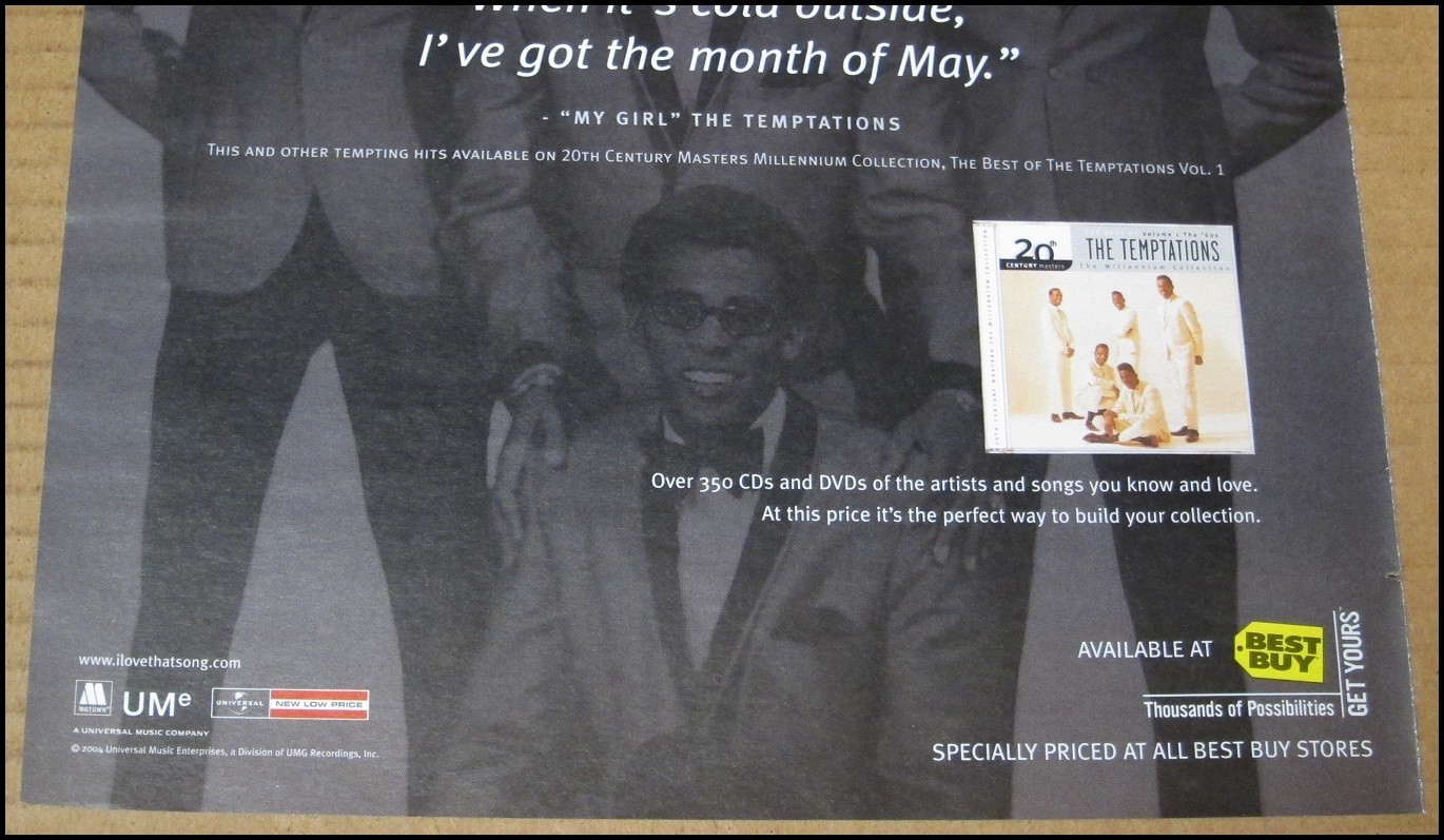 2004 The Temptations 20th Century Masters Print Ad The Millennium Collection VTG