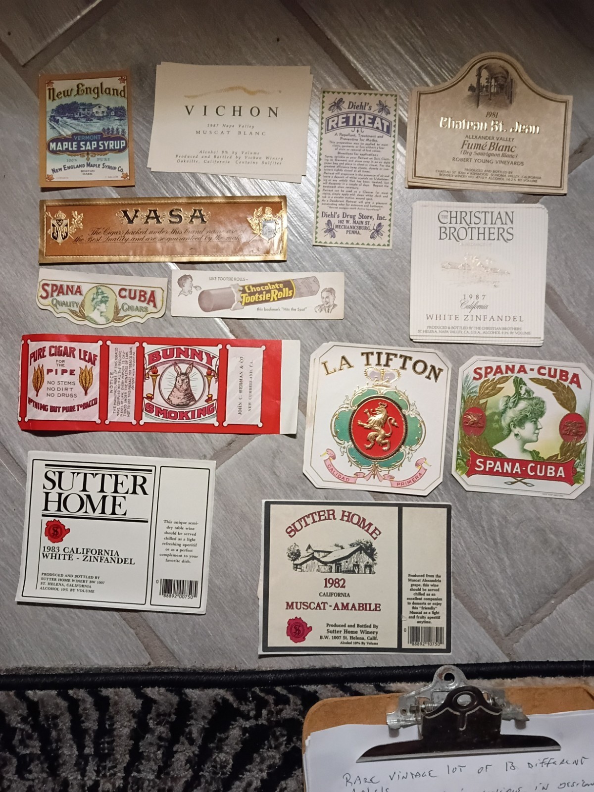 Vintage Multicolor Advertising Label Lot Mixed Brands 1981-1987 Vichon