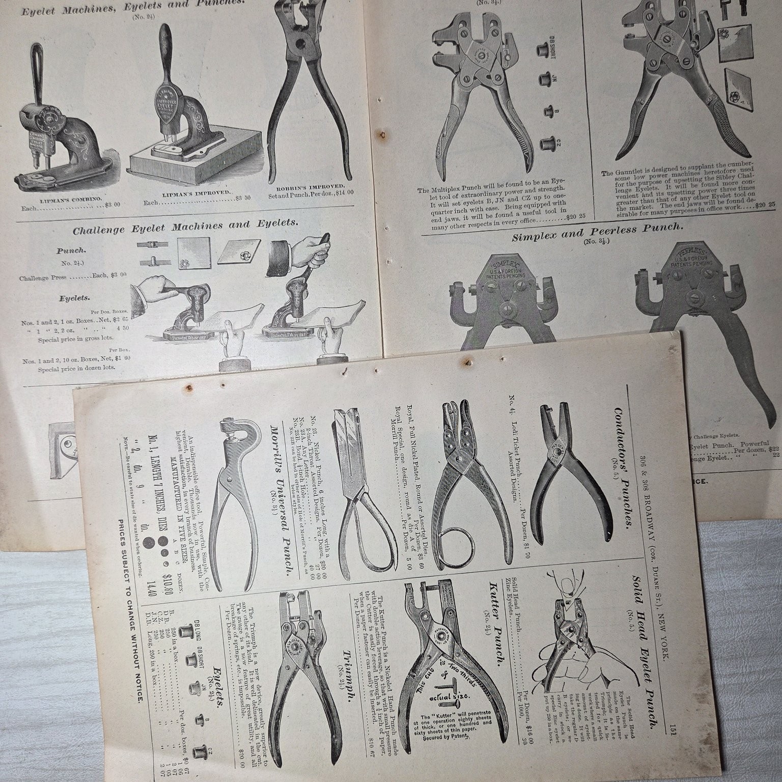 Tower Mfg & Novelty Co Catalog Pages 1900s Office Supplies Punches Pins