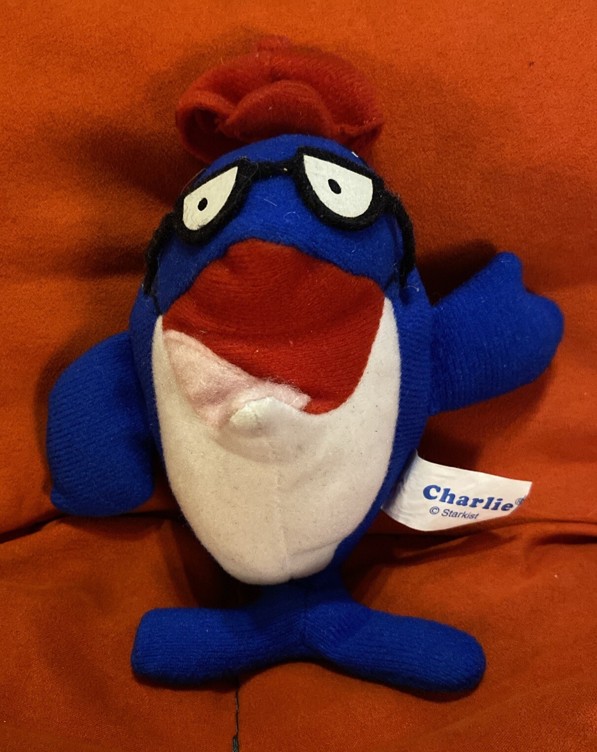 Vintage Starkist 7” Blue “Charlie the Tuna” Plush Beanie Toy 1990’s Era RARE-EUC