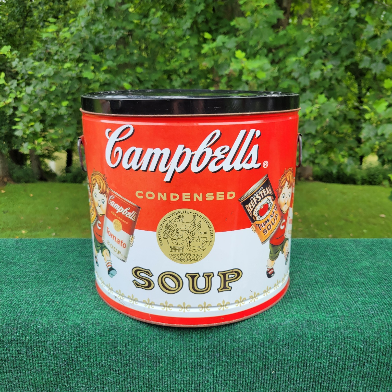 🔥 Vintage 1998, CAMPBELL’S SOUP KIDS POPCORN TIN ~ 12″ x 11.25″ 🔥 See Pics