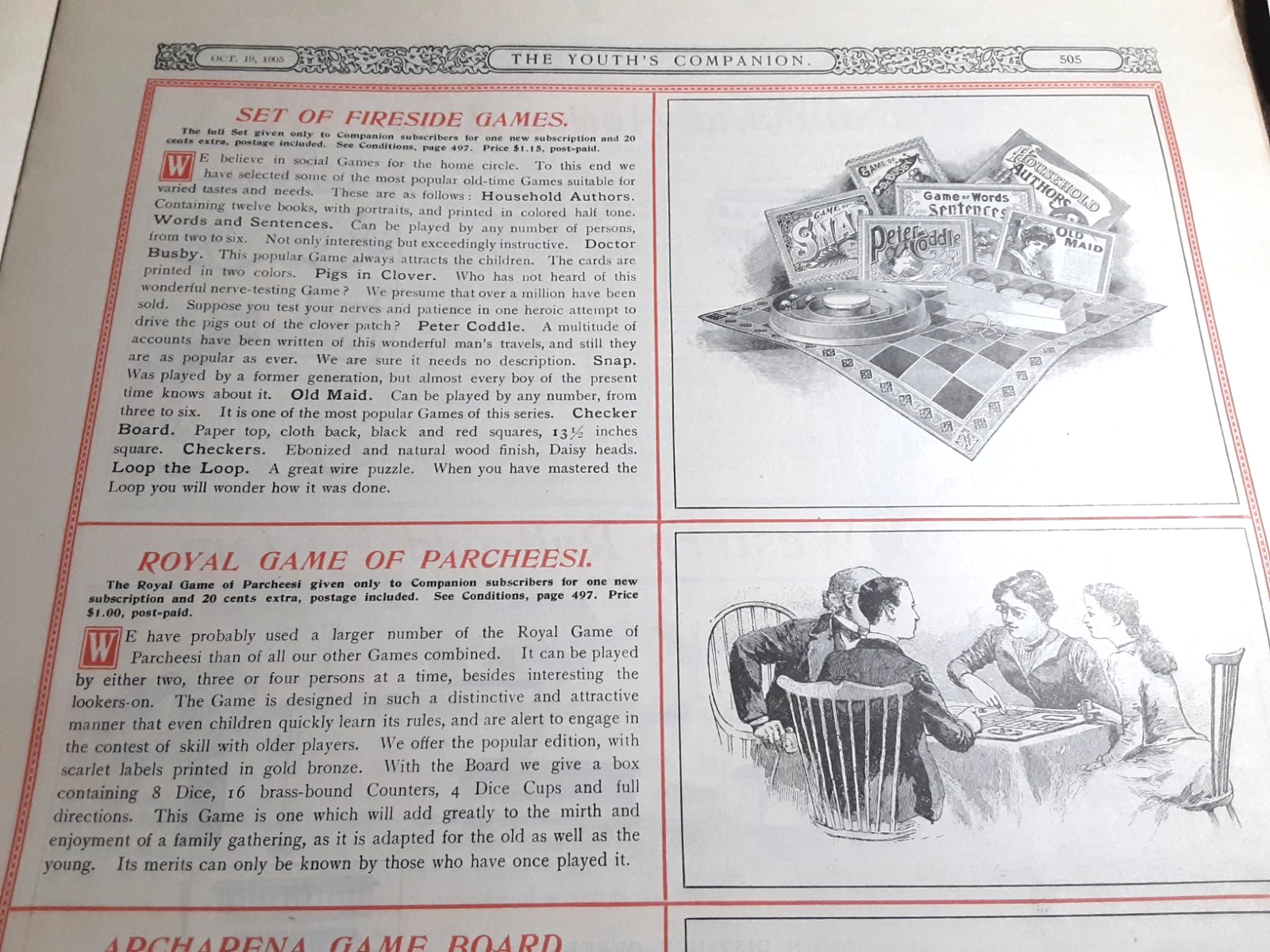 1905 YOUTH’S COMPANION Subscription CATALOG~Toys/Trains~ROSEBUD DOLL~Golfette