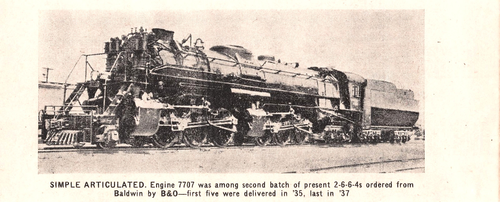 Baltimore & Ohio Baldwin Simple Articulated 2-6-6-4 Steam Locomotive Mag Excerpt