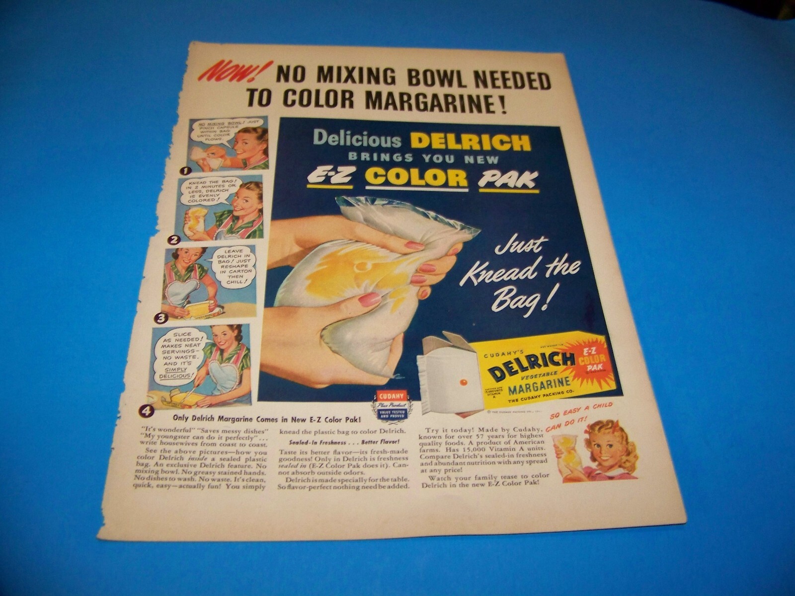 Delrich Margarine / PM Whiskey Original Print Ad from Magazine 1947