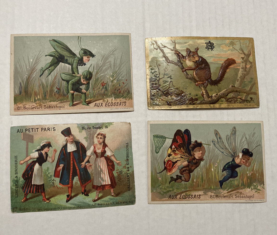 Lot Of FRENCH ADVERTISING 4 Vintage Postcards Fairy Children Ephemera
