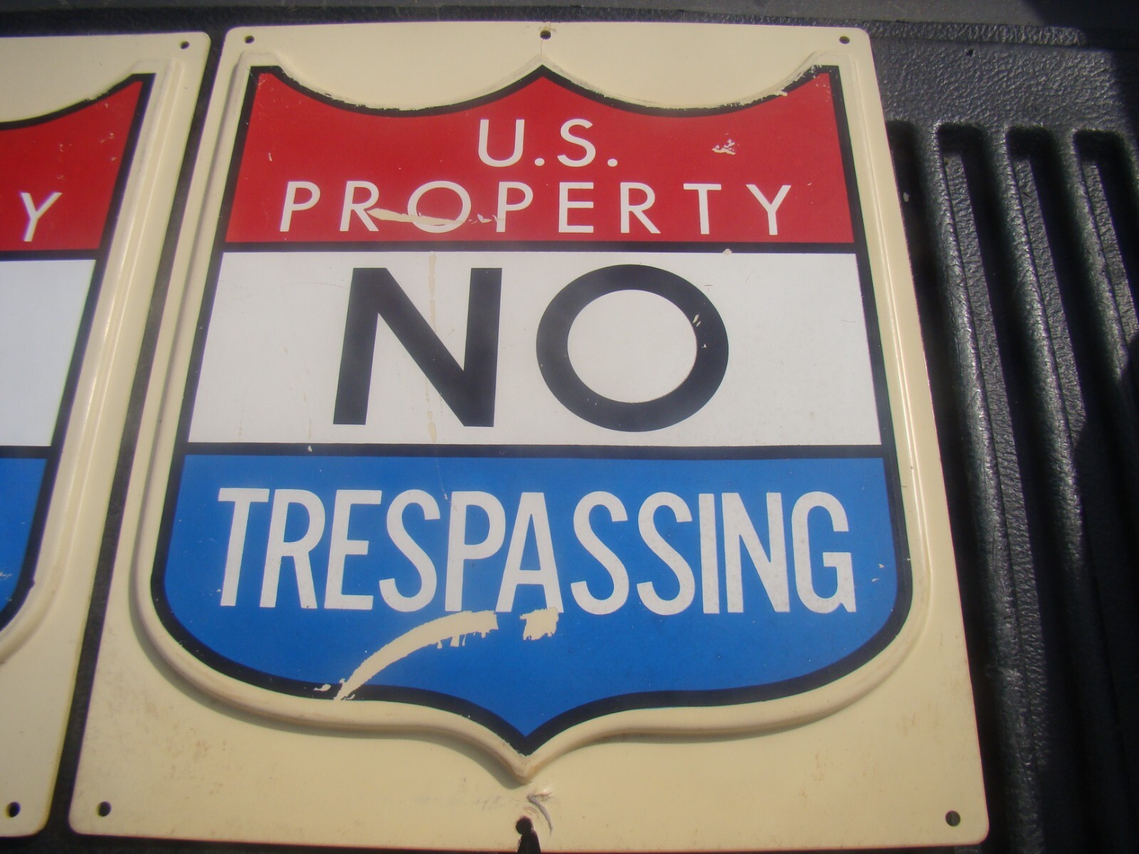 U.S. Property No Trespassing Raised 3-D Plastic Wall Sign 13.5”x11.5″ Lot of 2