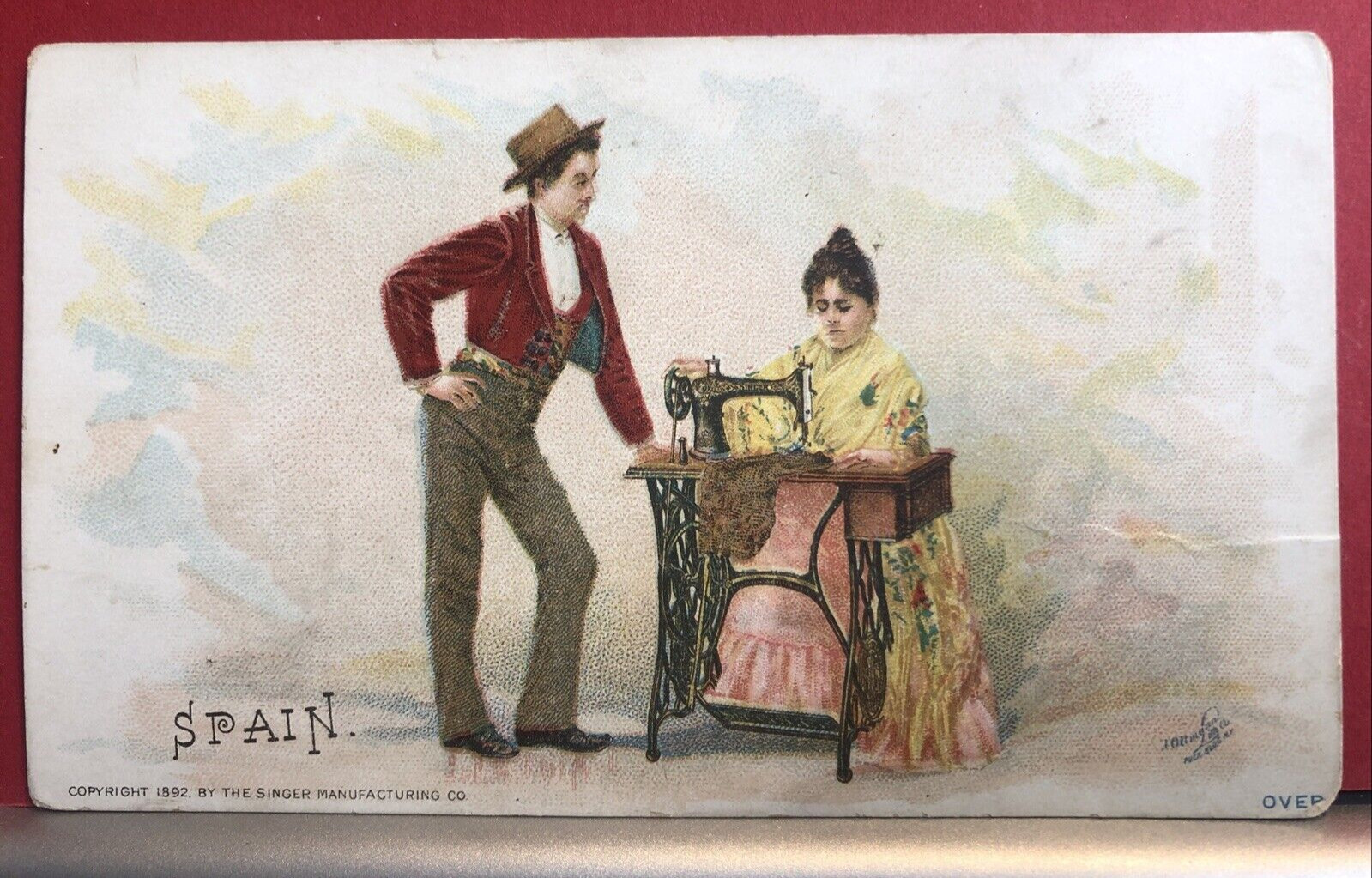 Antique Advertising Card Singer Manufacturing Co. Spain 1892