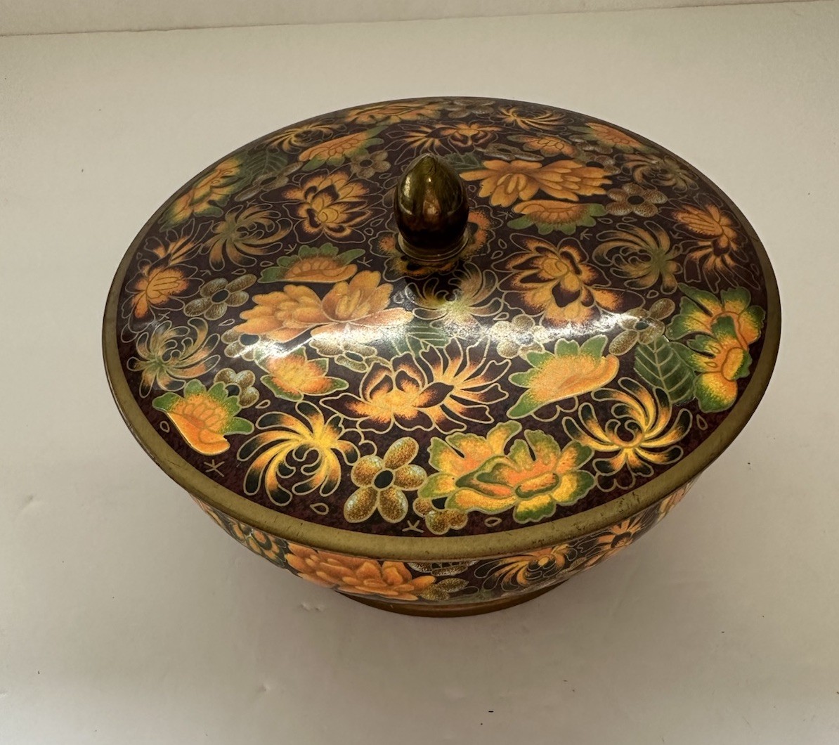 VTG Daner Metal Tin Orange Yellow Brown Made In England