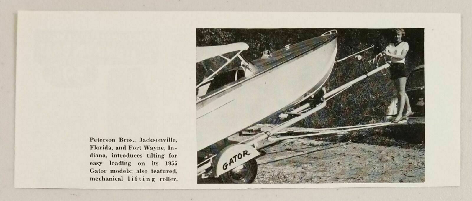 1955 Print Ad Magazine Photo Gator Boat Trailers Peterson Bros. Florida,Indiana