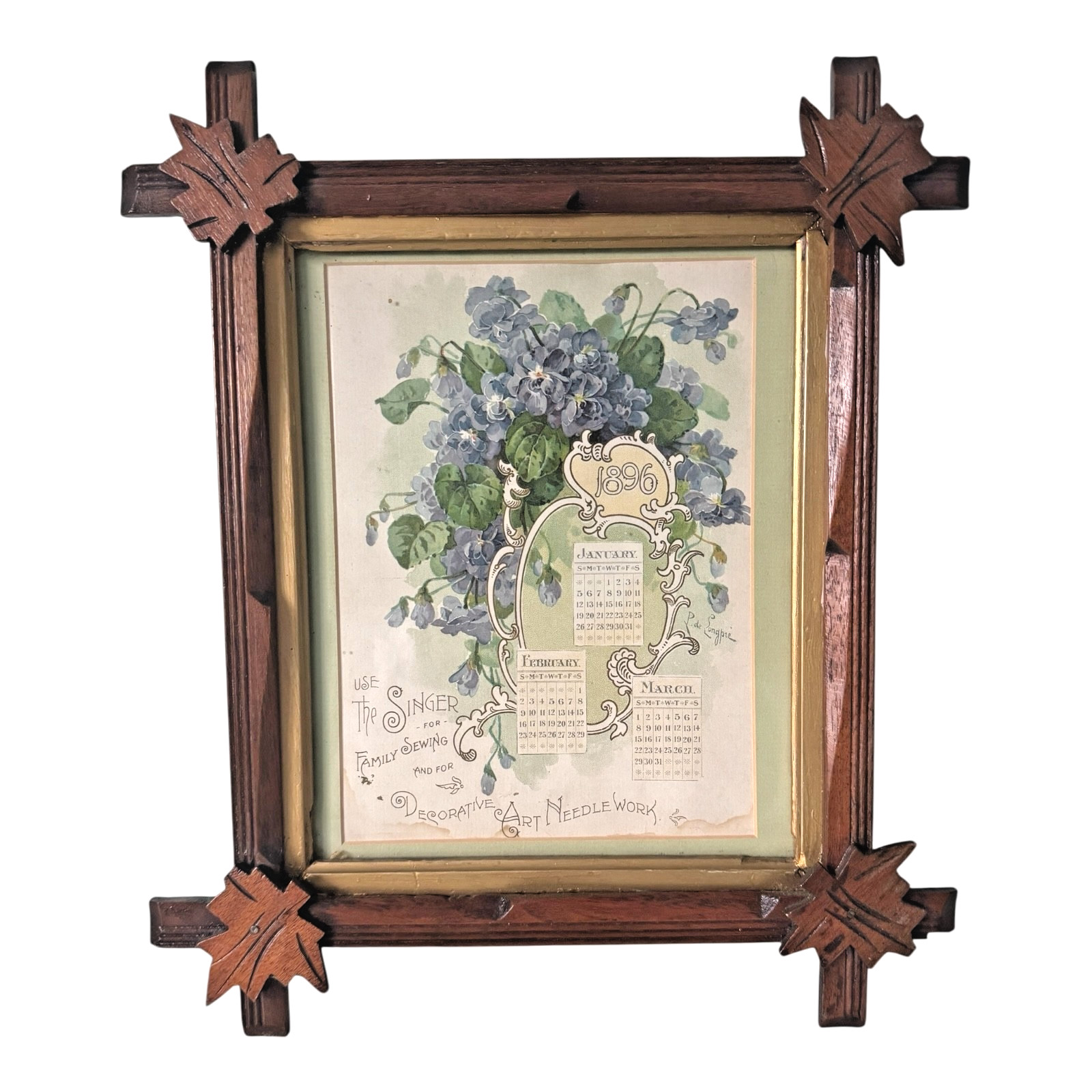Antique 1896 Collectible Singer Sewing Advertising Calendar by Paul de Longpré