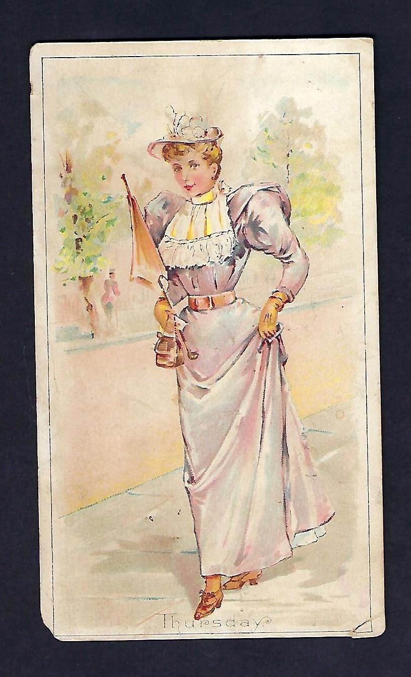 c1880’s Large Victorian Trade Card Dilworth Brothers Coffee, Dressed Lady