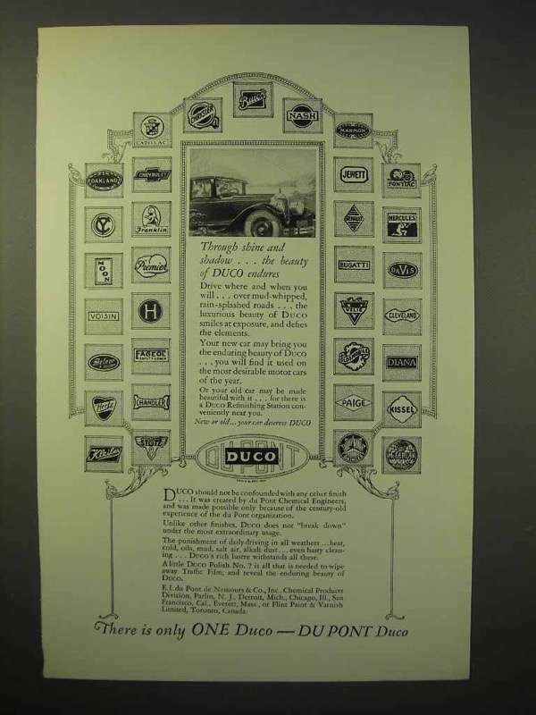 1926 Dupont Duco Finish Ad – Through Shine and Shadow