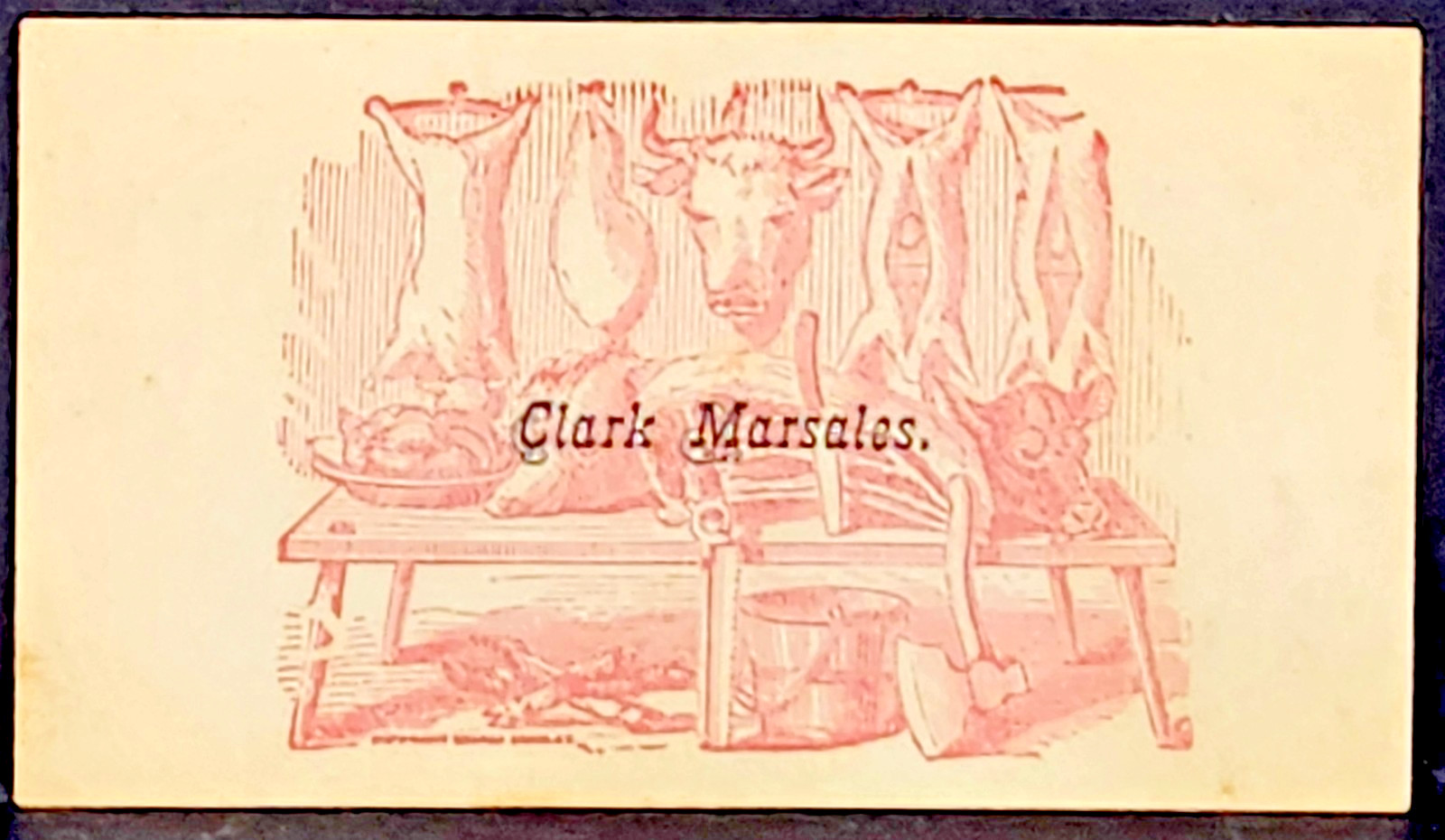 1870’s Illustrated Business Calling Card for NYC Butcher Clark Morales
