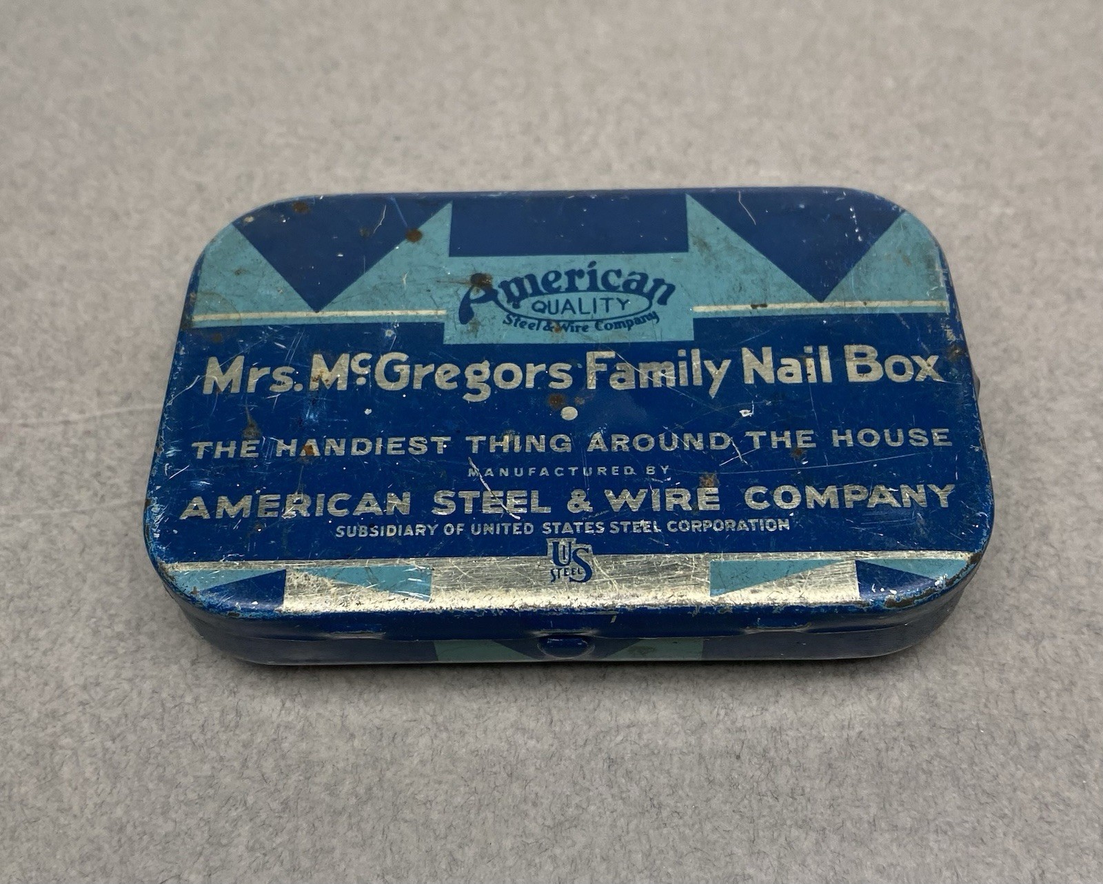 Vintage Mrs. McGregors Family Nail Box Empty Tin