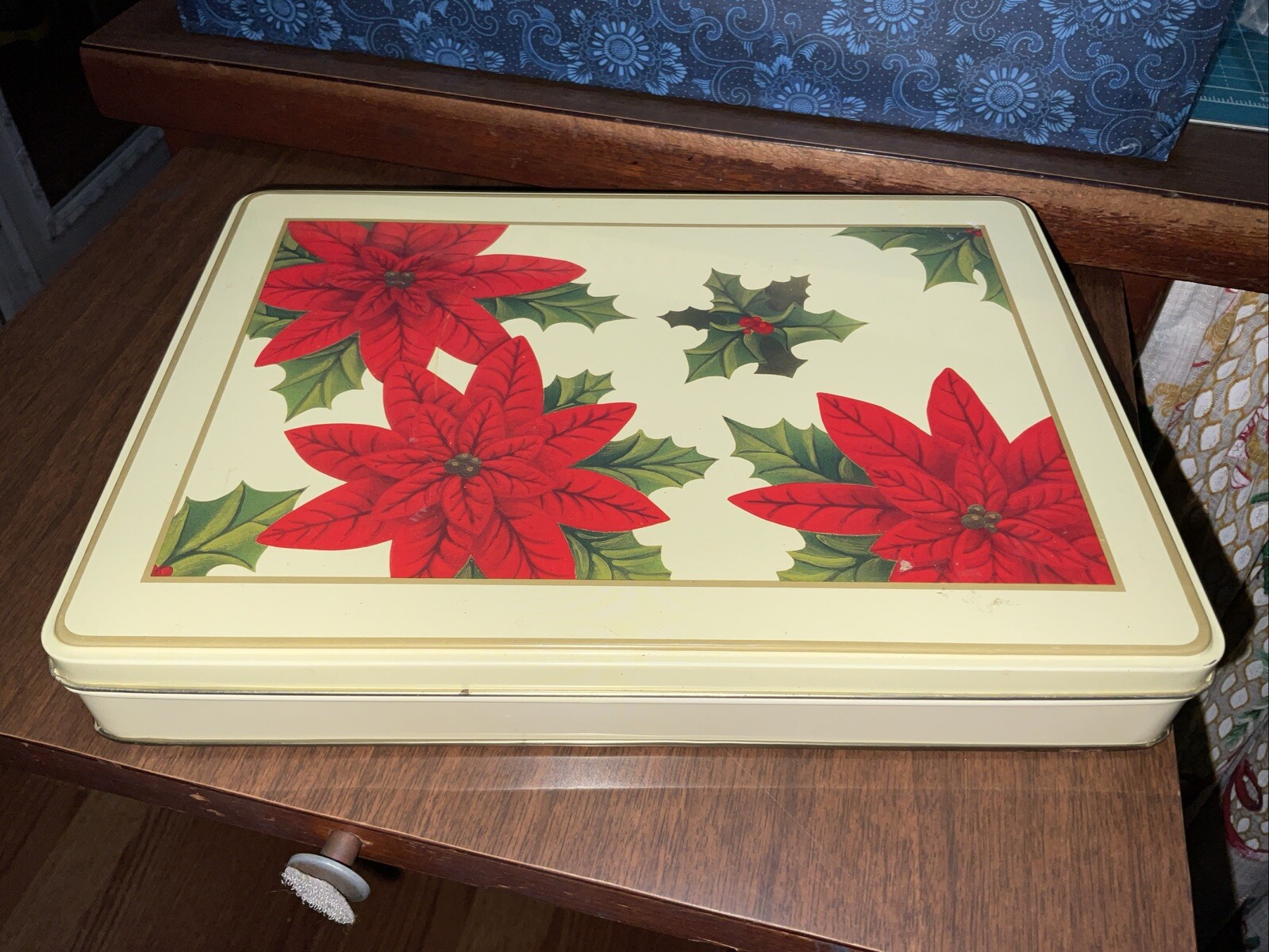 poinsettia Rectangular Tin Box