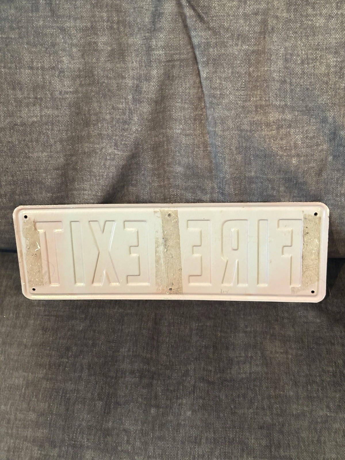🇺🇸VINTAGE🇺🇸1940s USED ORIGINAL EMBOSSED “FIRE EXIT”RED & WHITE 👀LQQK👀