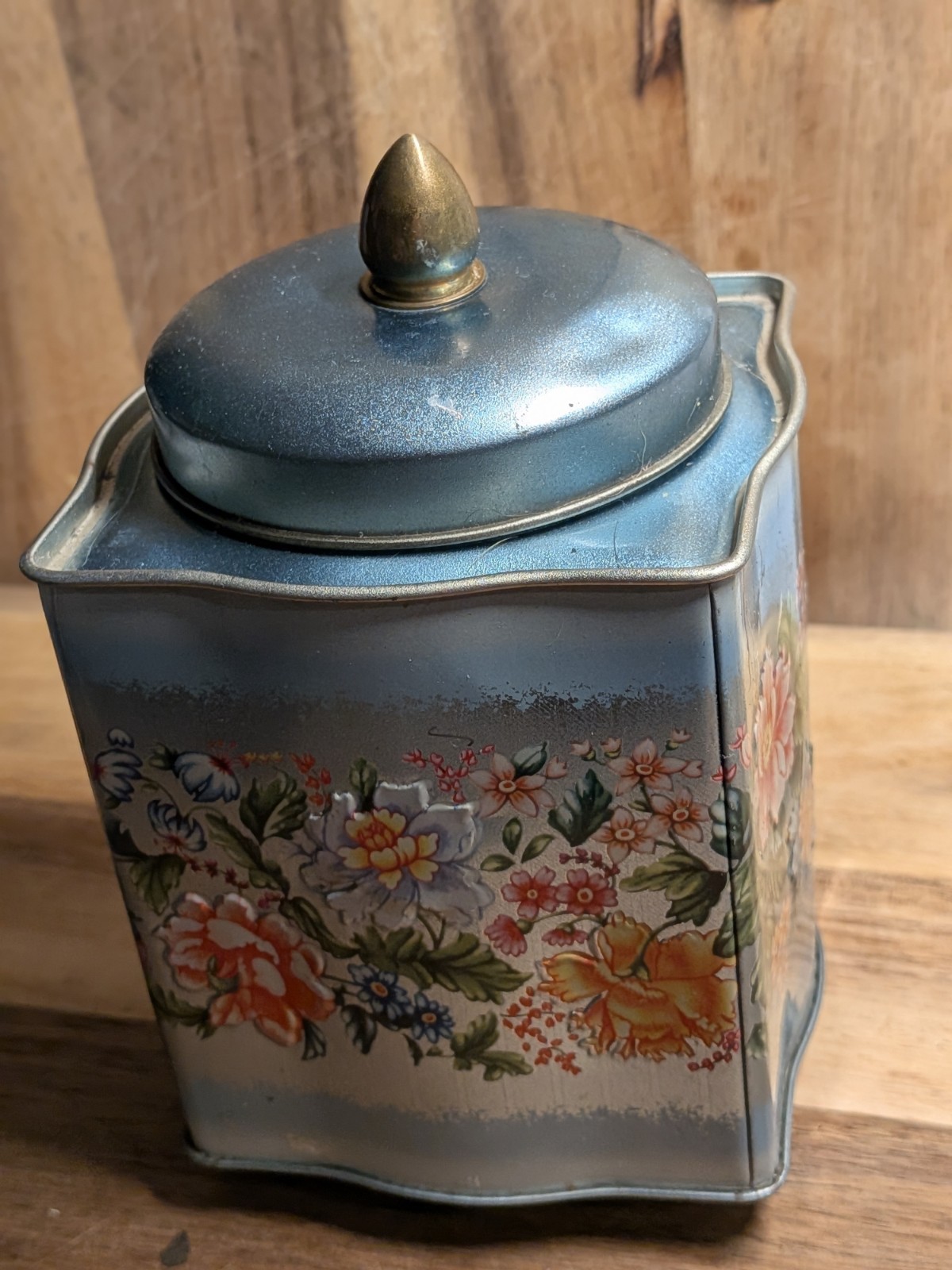Vintage Riley’s Toffee Blue Square Floral Tin Halifax England