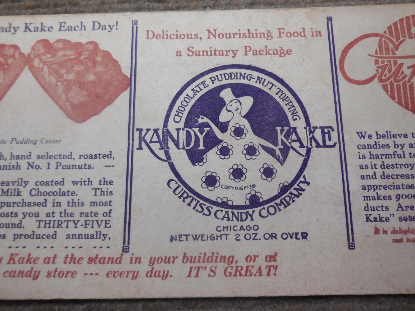 Vintage Curtiss Candy Company Kandy Kake Advertising Blotter