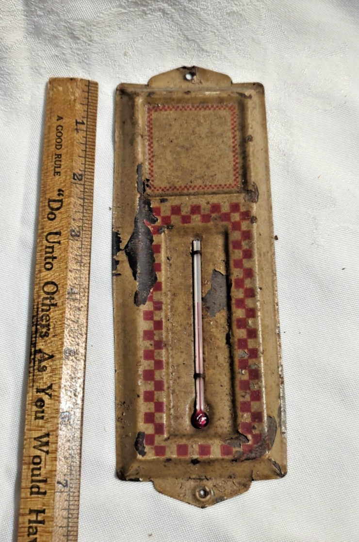 vintage Working 13″ Antique Advertising Thermometer as is rusty