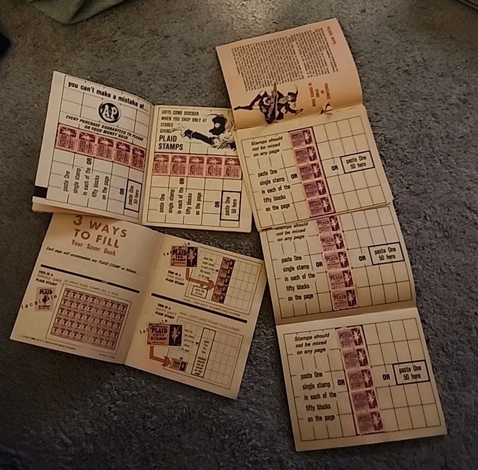 Vintage Lot of 4 Macdonald Plaid Stamps Saver Books 456 Stamps A&P Markets 1960s