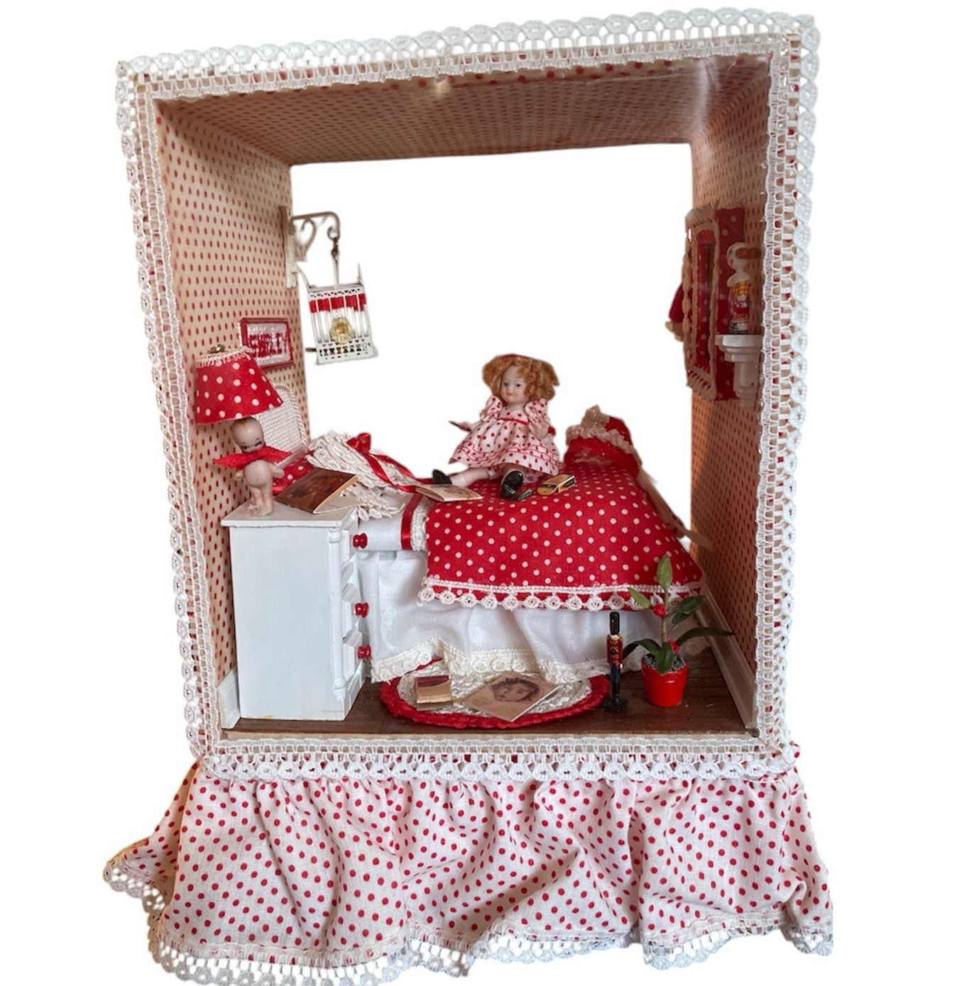 Shirley Temple Shadow Box with Wind-Up Mechanism Vintage Handmade Collectible