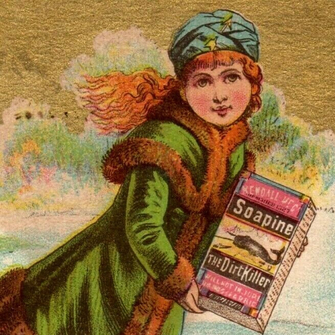 1880s Soapine Kendal Mfg. Co. Lovely Girl Ice Skating P231