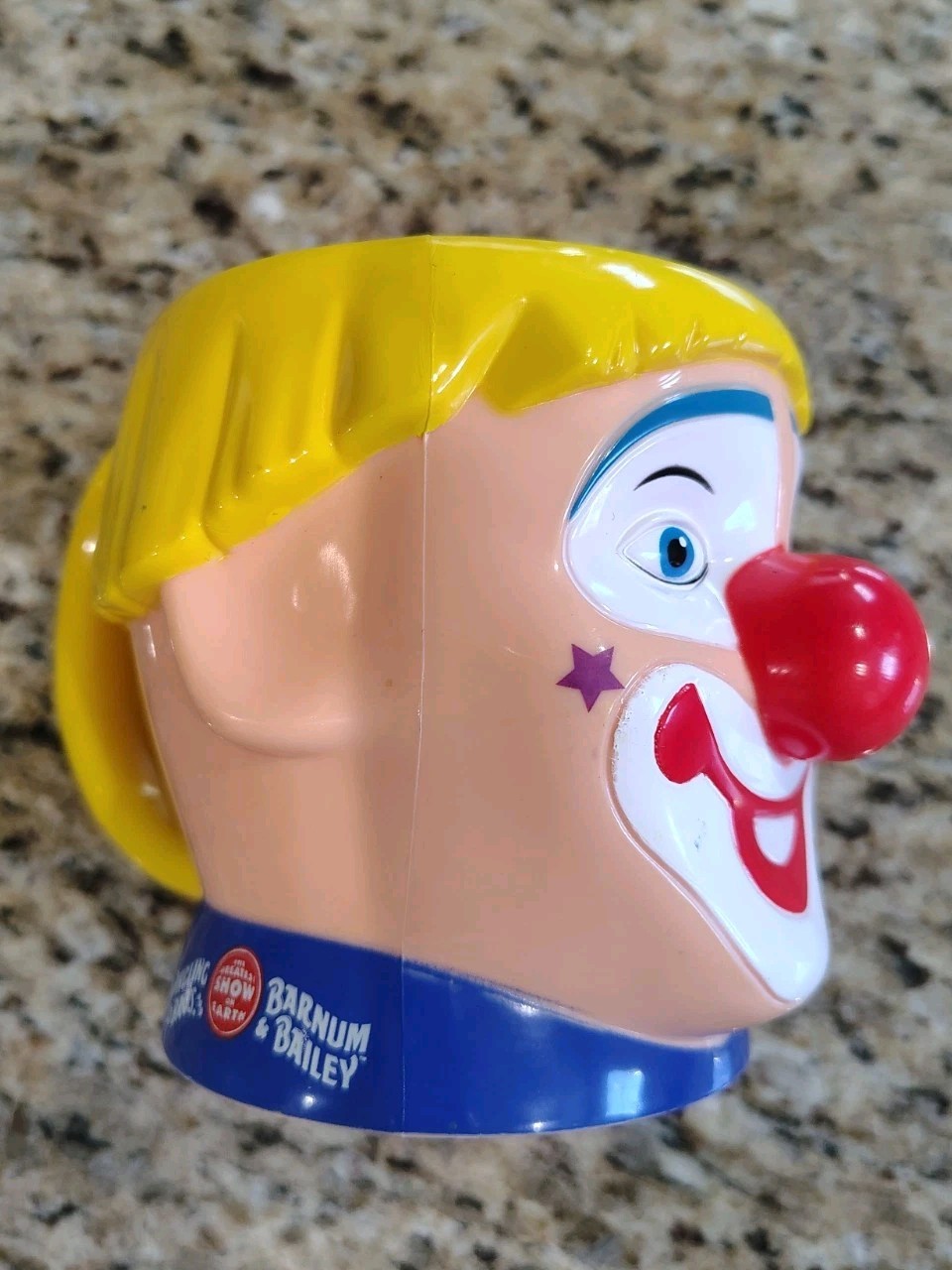 Ringling Bros Barnum & Bailey Circus Blonde Haired Clown Plastic Cup Mug