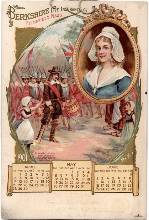 Antique 1901 Berkshire Life Insurance Co. Calendar Albany NY Agent, Complete