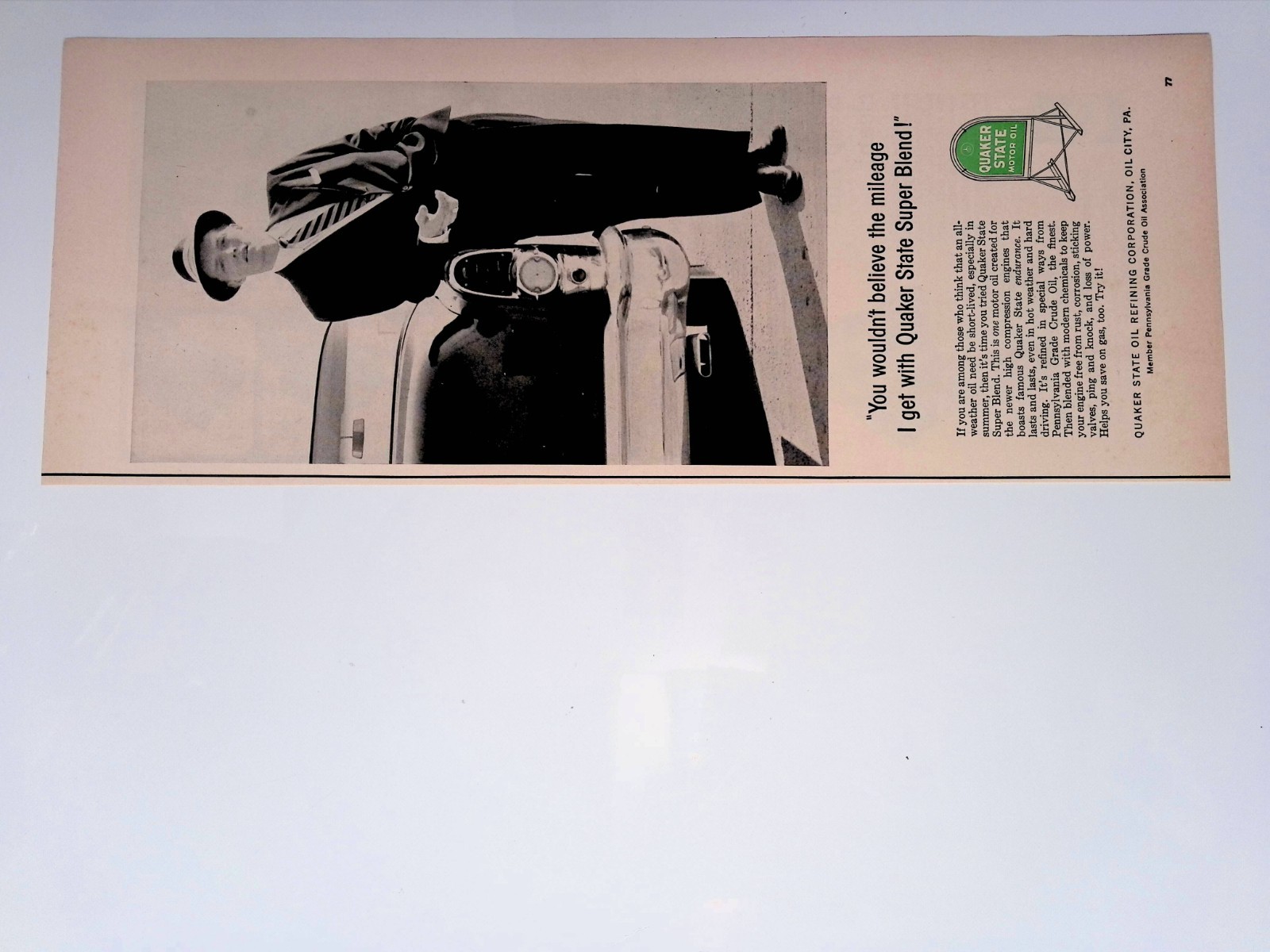 1955 Quaker State Motor Oil Quaker State Super Blend Vintage Print Ad Life Aug22