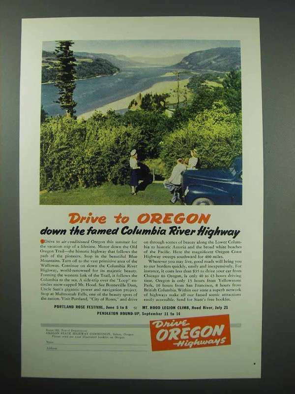1940 Oregon Tourism Ad – Columbia River Highway
