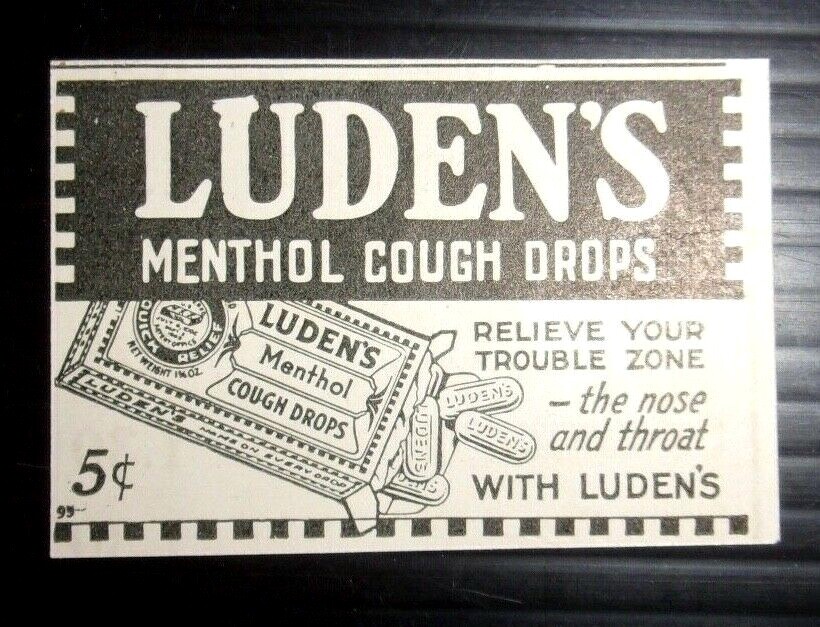 1923 Luden’s Menthol Cough Drops Advertisement