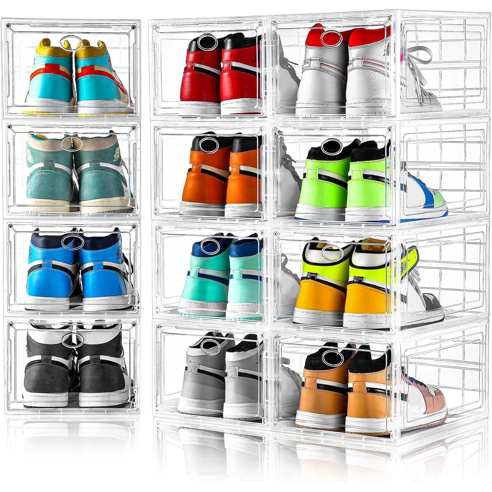 Amllas 12 Pack Clear Shoe Boxes Stackableshoe Storage Boxes For Closetsturdy