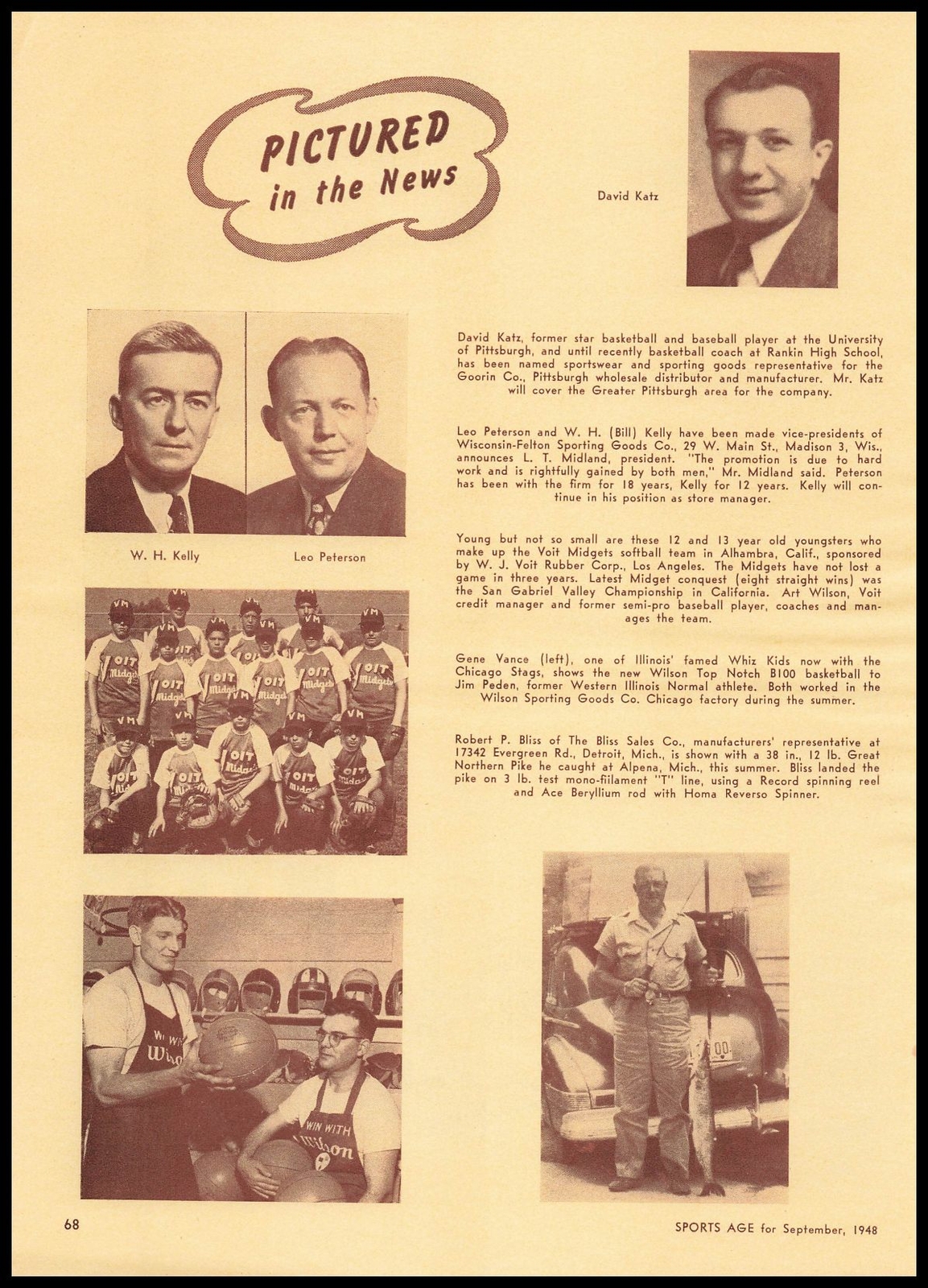 1948 Voit Midgets Kid’s Softball Team Photo Alhambra California Article Print Ad