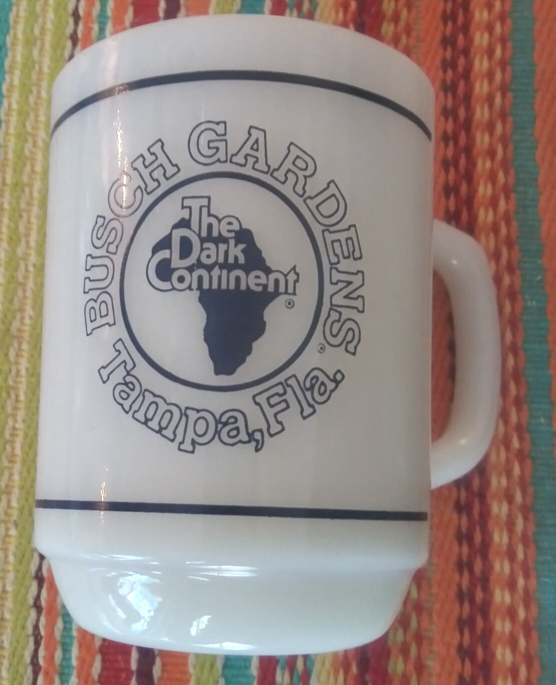 Vintage Busch Garden Tampa FL Dark Continent Souvenir MUG Anchor Hocking 8 oz