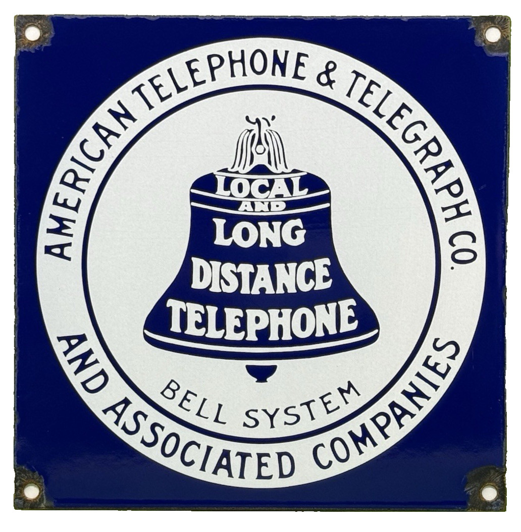 VINTAGE BELL SYSTEM PUBLIC PAYPH0NE PORCELAIN SIGN GAS STATION OIL TELEPHONE ATT
