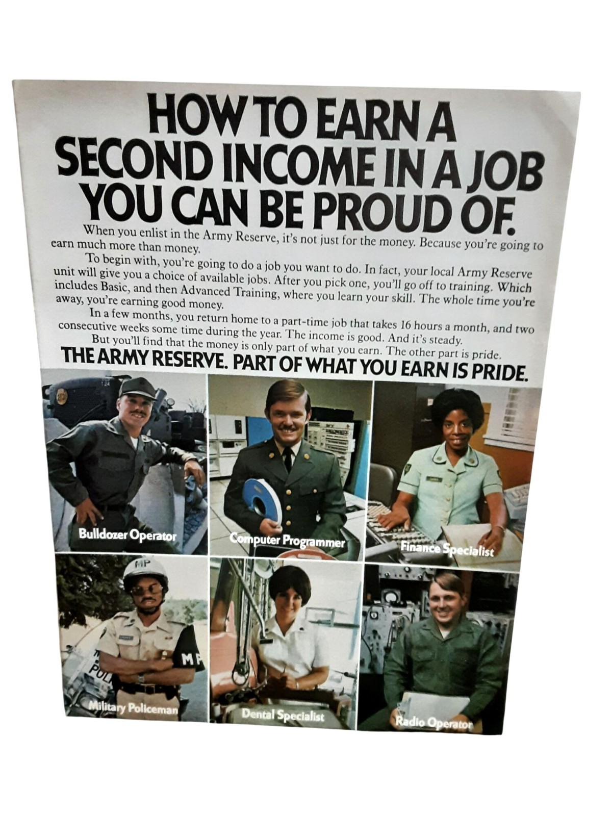 1976 U.S. Army Reserve Computer Programmer Military Ad