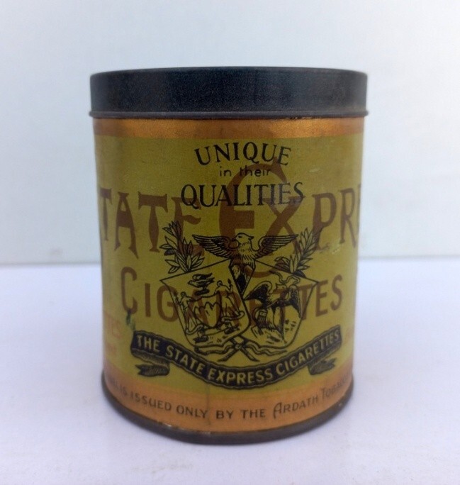 Vintage Old Rare States Express 555 Cigarettes Adv Round Litho Tin Box England