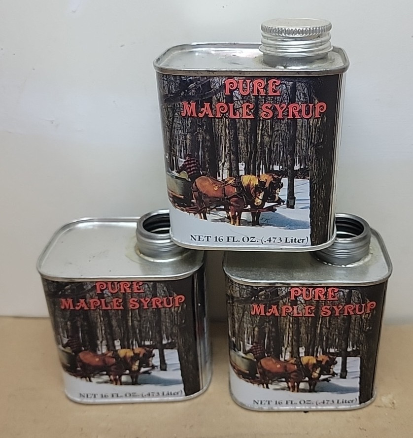 Lot of 3 Pure Maple Syrup Tin Cans 16 Oz. Vermont Vintage