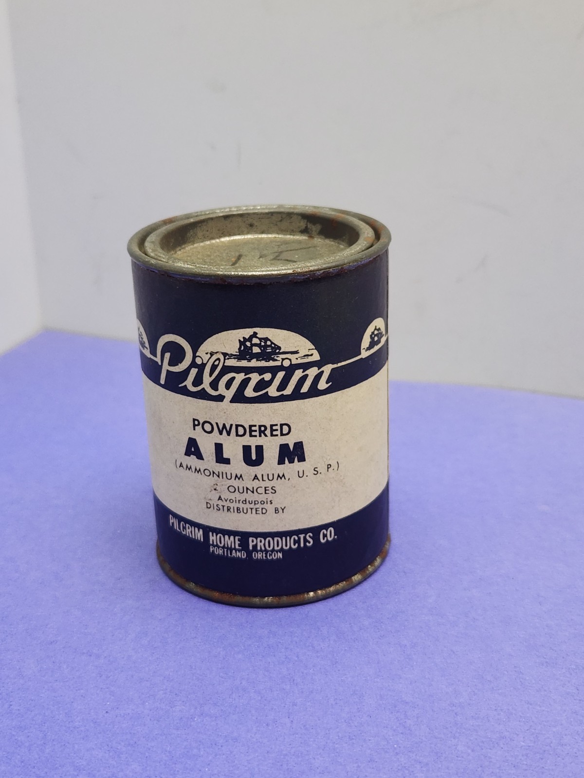 Pilgrim Vintage Tin Cardboard Sides, Powdered Alum 2 Ounces
